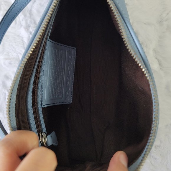 SOLD - Coach Soft Blue Leather Y2K Handbag Purse Baguette - Picture 11 of 14